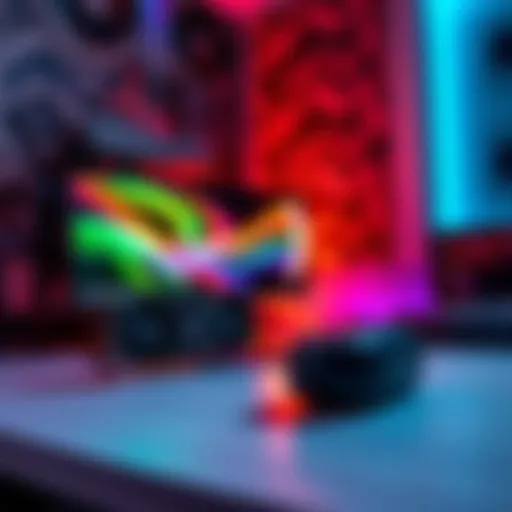 PC Setup with RTX 5070 A gaming PC showcasing an RTX 5070 graphics card, 32GB RAM, and a modern monitor with high refresh rates.