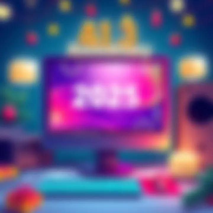 A vibrant illustration of a computer screen displaying Snap Code, surrounded by festive decorations for the 2025 PC Anniversary celebration.