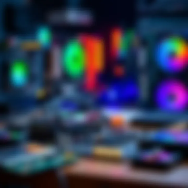 Close-up of various PC components like a graphics card, motherboard, and RAM on a workbench, illustrating upgrades and lifespan considerations.