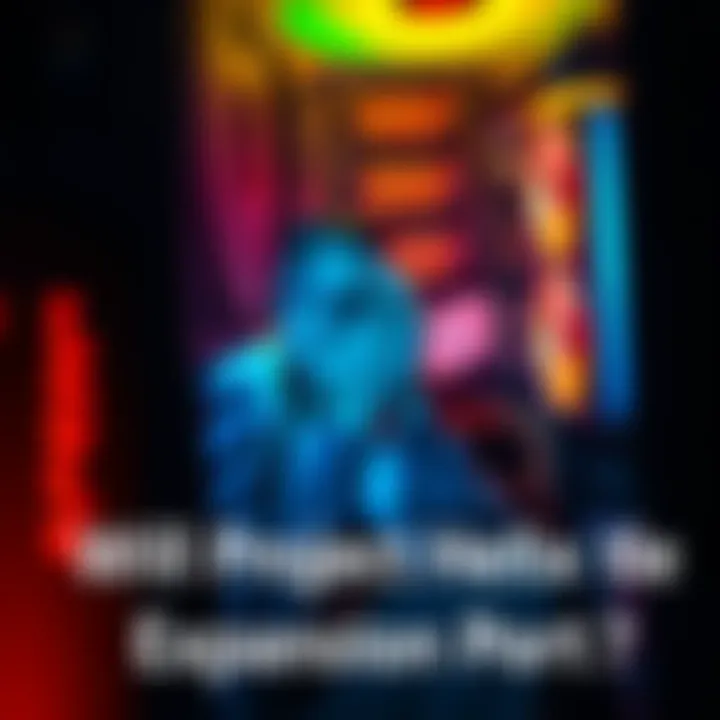 A close-up view of a modern PC showing an expansion card port being highlighted, with a worried person in the background contemplating upgrade options.