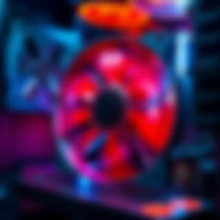 A close-up of a vibrating PC fan inside a desktop computer, showing imbalance and disruption in operation.