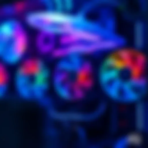 A close-up view of computer fans showing the correct orientation for airflow and cooling in a PC case