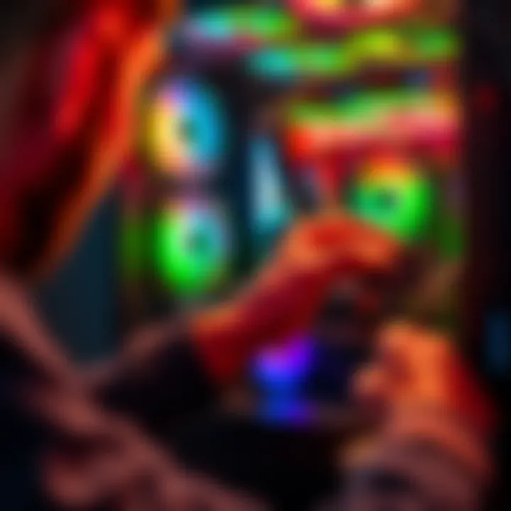 A person working on a computer, installing a SATA SSD and a used graphics card to enhance performance.