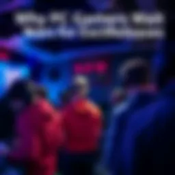 A group of PC gamers looking at a countdown timer for a new game release, expressing anticipation and excitement.