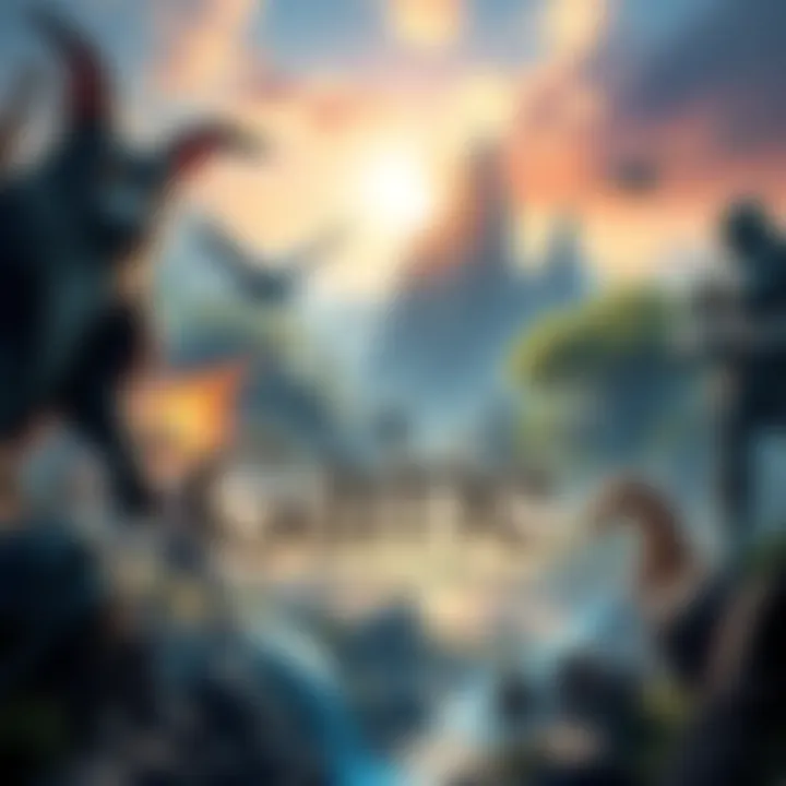 A vibrant scene showcasing various open-world PC games with characters and landscapes from different titles.