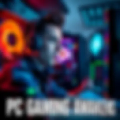 PC Gaming Experience A gamer immersed in a thrilling PC gaming session, showcasing a powerful gaming rig with vibrant graphics on screen and a focused expression