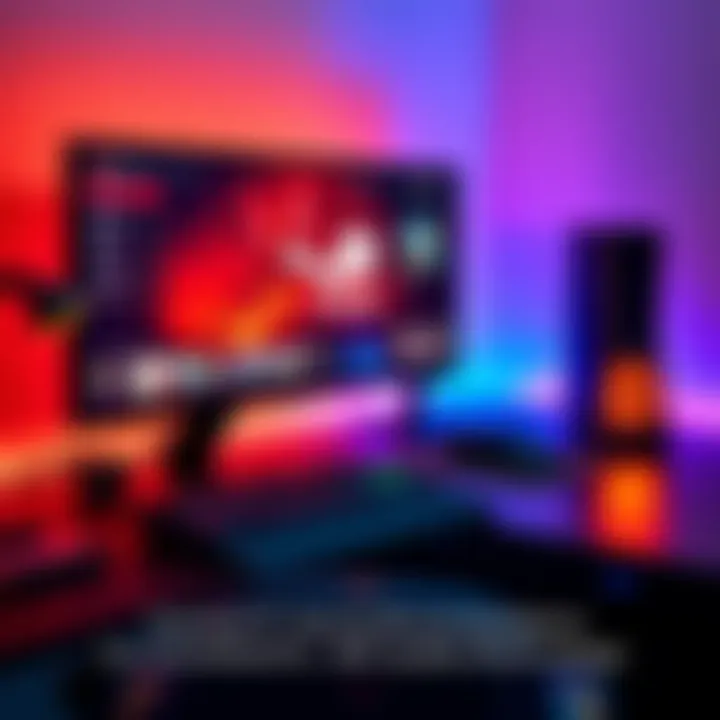 A modern gaming PC with a sleek monitor, keyboard, and mouse on a desk, showing Steam gaming interface