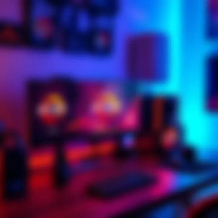 A gaming PC setup showcasing a Ryzen 5600X and 5800X3D processor on a desktop with a monitor, keyboard, and gaming accessories