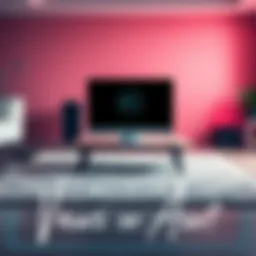 A computer placed on a carpet with small stands underneath