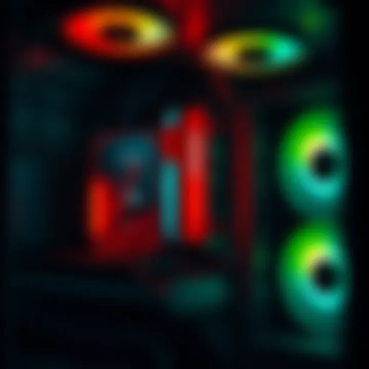 A close-up view of a PC tower with warning lights on, showing high temperature readings on the screen.