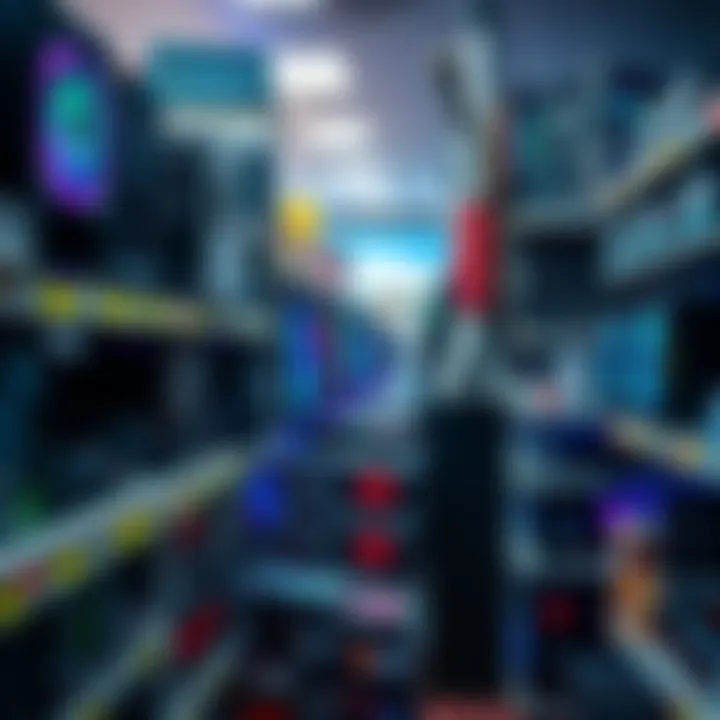A variety of computer parts including motherboards and graphics cards on shelves in an Oregon store