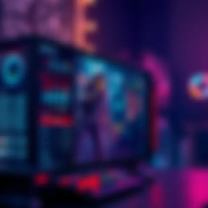 PC Performance Evaluation A PC setup showing specifications and gaming visuals on screen