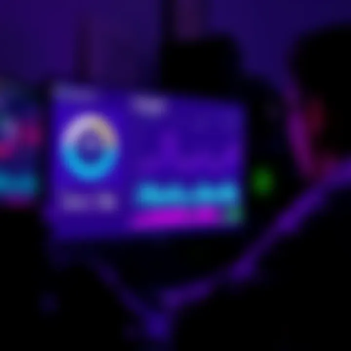 A computer screen displaying performance metrics like FPS and CPU utilization, with a person analyzing the data.