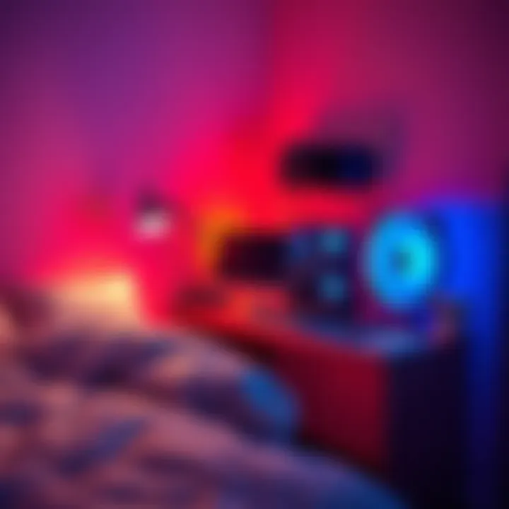 A computer setup squeezed between a bed and a table, highlighting limited airflow and ventilation issues.