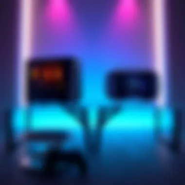 A visual comparison of a gaming PC setup and a Steam Deck on a table, highlighting their features and price differences.