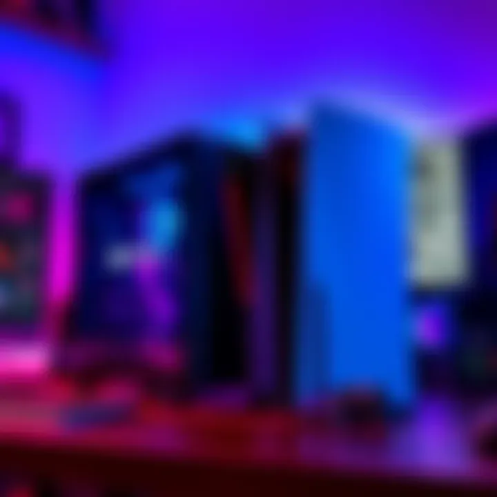 A side-by-side view of a gaming PC and a PS5 console on a desk, showcasing the differences in design and gaming capabilities.