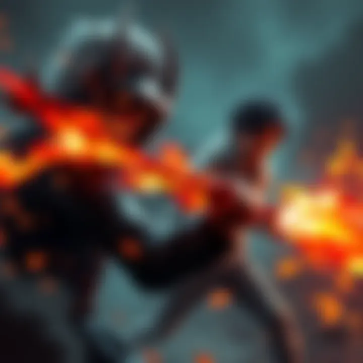 A dramatic moment in the final fight of Peacewalker showing intense action and contrasting emotions