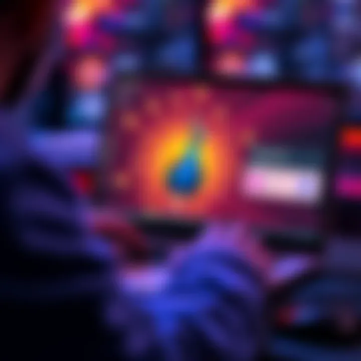 A user is exploring different methods to find Peacock plugins on a laptop, with a colorful Peacock logo visible on the screen.