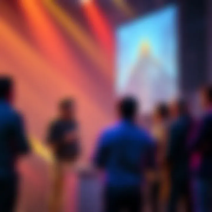 Group of peak developers publicly addressing Bing Bong communications issue at a podium during a conference