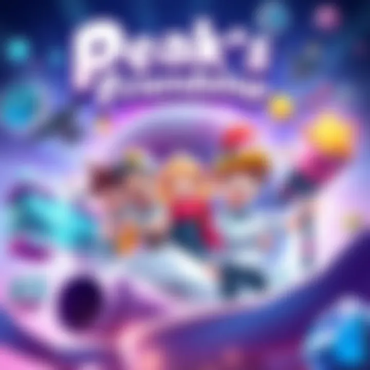 A colorful and vibrant cover of Peak's Friendslop showing characters and exciting gameplay elements