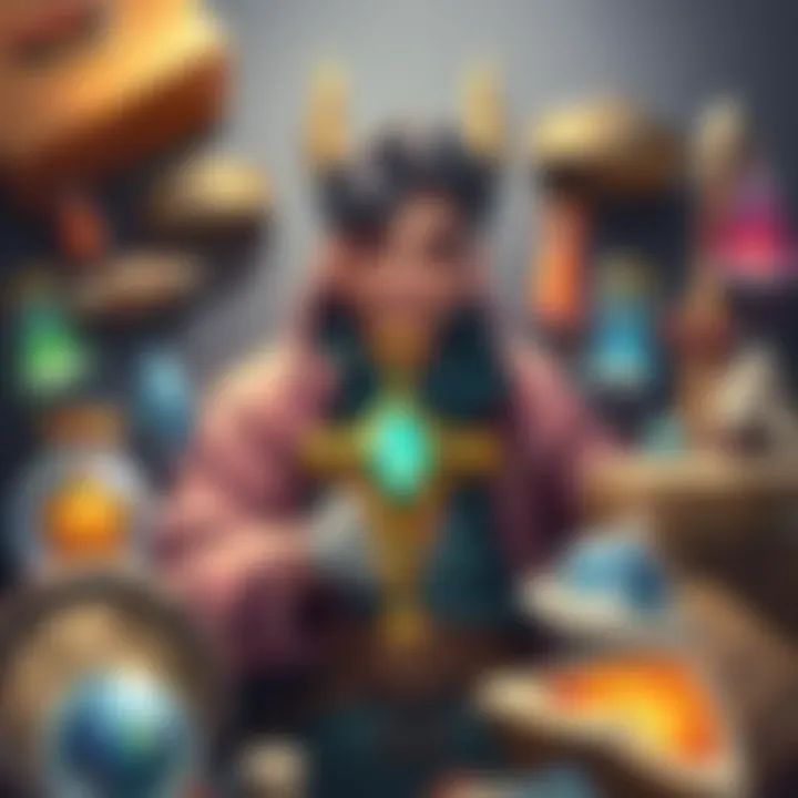 A person holding Pendulum Narta with a satisfied expression, surrounded by items related to the quest.