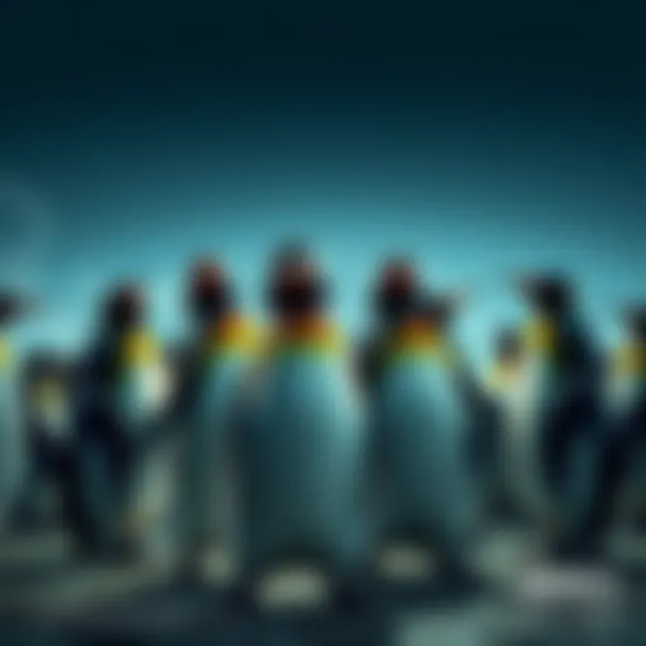 Holt stands with a group of talking penguins as they plan to fight against the Santa Blanca cartel, full of energy and excitement.