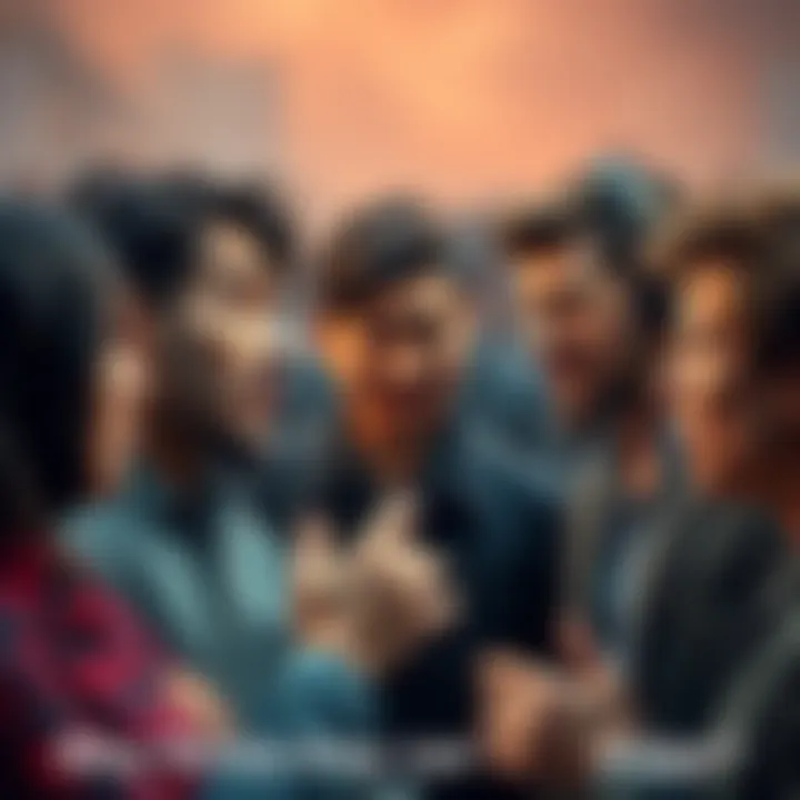 People arguing over respect A group of people engaged in a heated discussion, showing expressions of frustration and determination as they confront each other about judgment and respect.