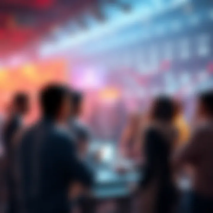 Group of people discussing trends and making bets