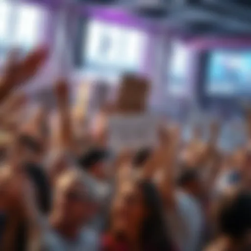 A diverse group of people gathered, cheering and holding signs that express excitement about recent updates, symbolizing positive reactions to changes in their community