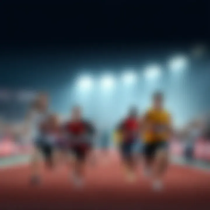 A group of people running in a race, showing determination and ambition, with a crowd cheering in the background.