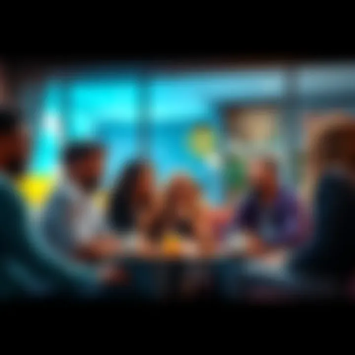 A group of happy people sharing ideas and building bonds around BPs in a cozy setting