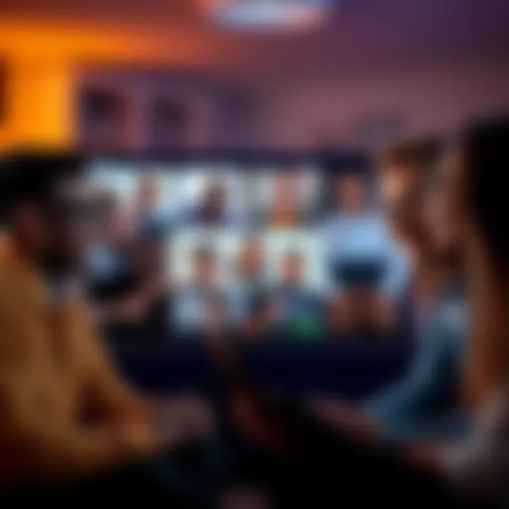 A group of diverse people engaging in a video call, smiling and sharing ideas, representing community bonds formed online.