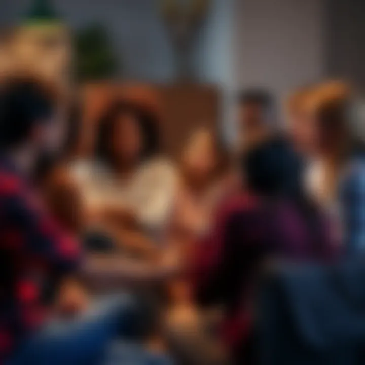 A group of diverse people sitting in a circle, sharing their thoughts and feelings, showcasing connection and understanding