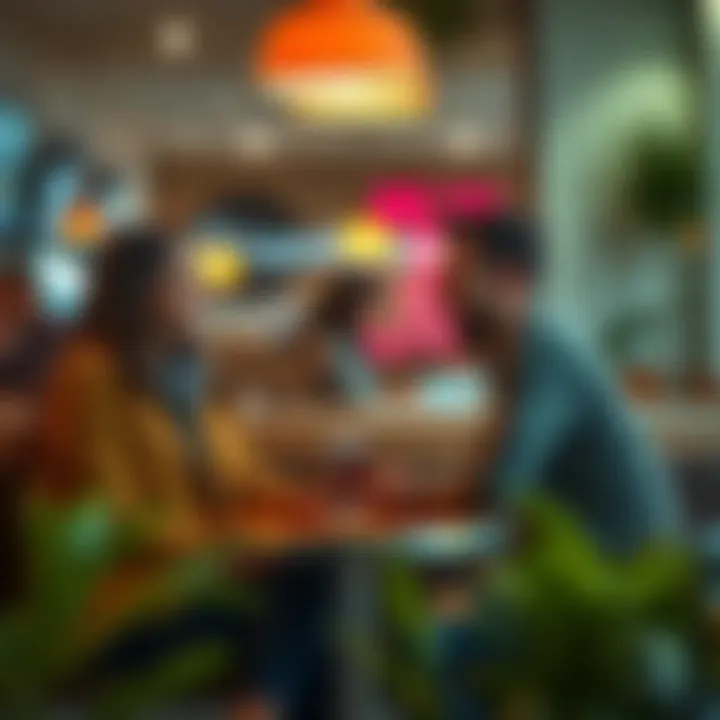 Two individuals sitting at a café, smiling and talking, representing flirting and communication boundaries
