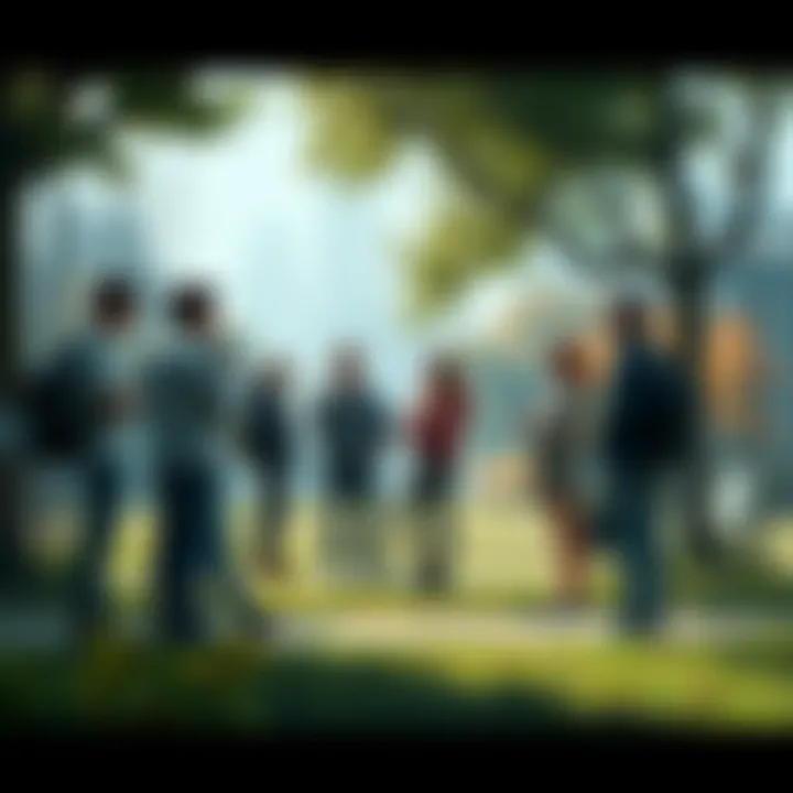 A group of people in a park sharing predictions about blight impacts in 2025