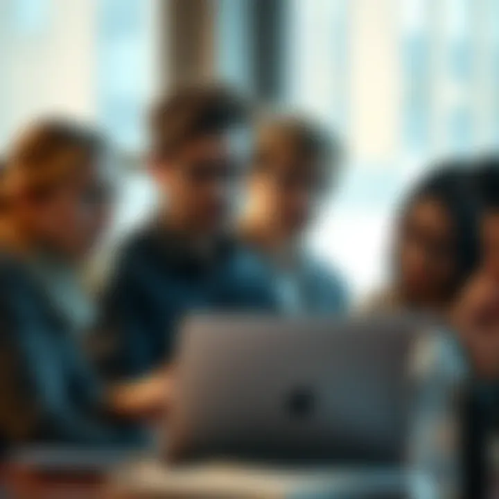 A group of people gathered around a laptop, looking puzzled and engaging in conversation about recent chaotic incidents online.