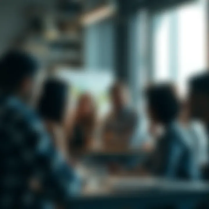 A group of people engaged in a lively discussion about collaborations in a community setting