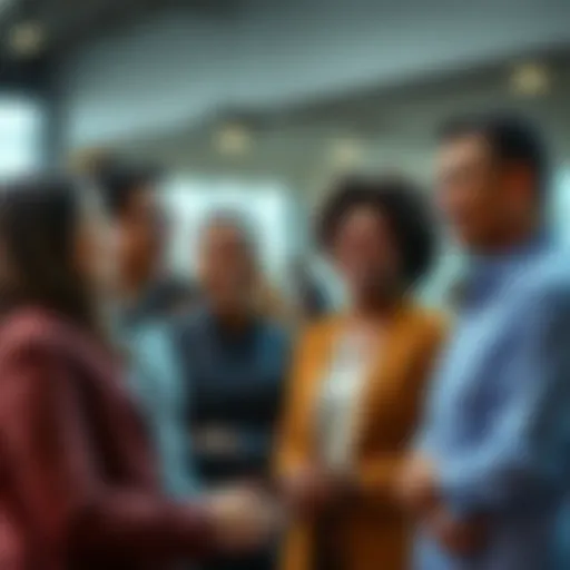 A group of diverse people engaged in conversation, smiling and sharing ideas, symbolizing agreement and understanding