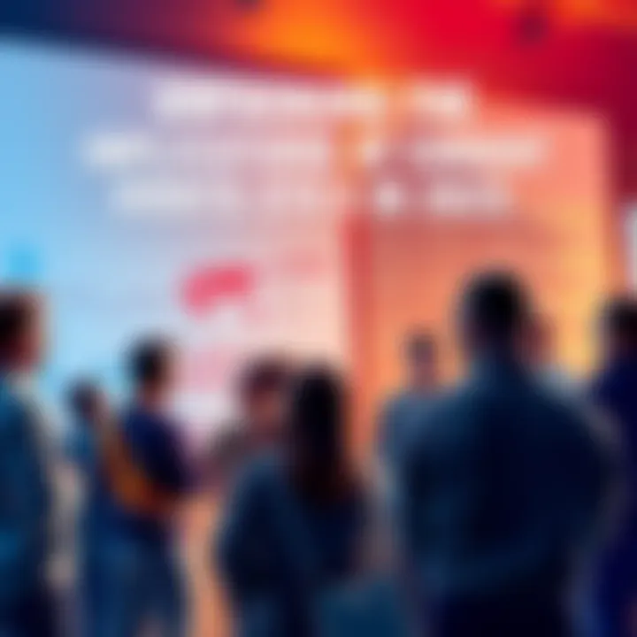 A group of people engaged in conversation about recent events in 2025, with charts and news articles in the background