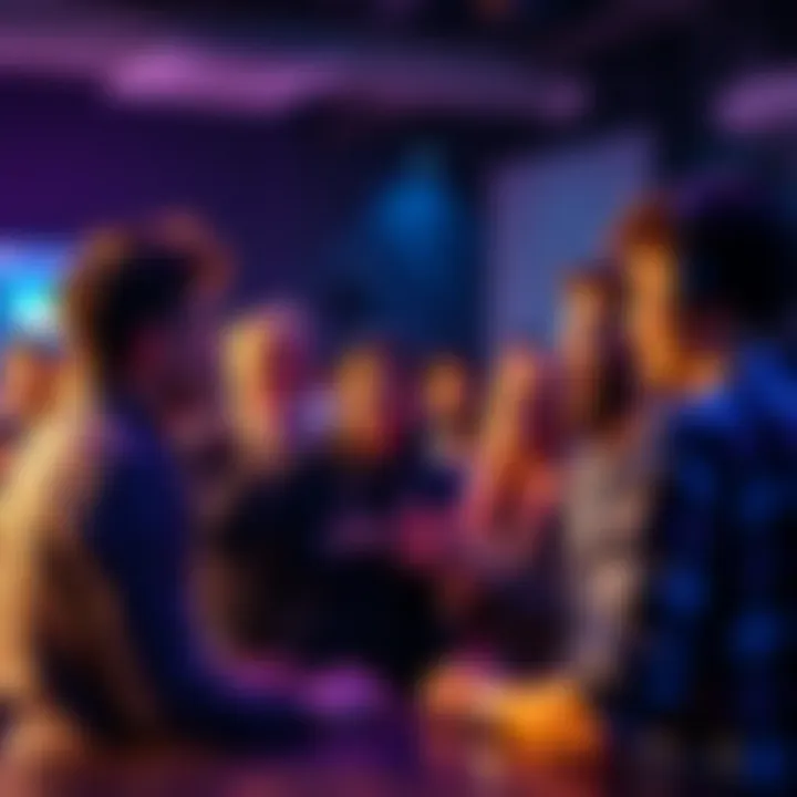 A group of people engaged in a lively discussion about various topics on online forums, showing interest and excitement.