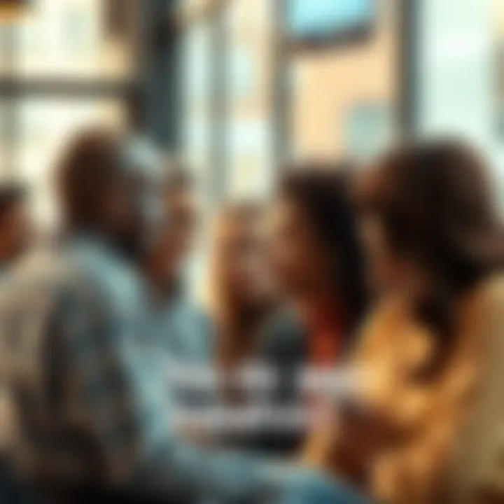 A group of diverse individuals engaging in conversation about challenging situations and sharing personal advice.