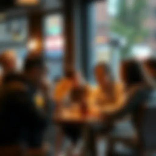 A group of individuals discussing their frustrations with Mr. Keeps service in a cafe setting.