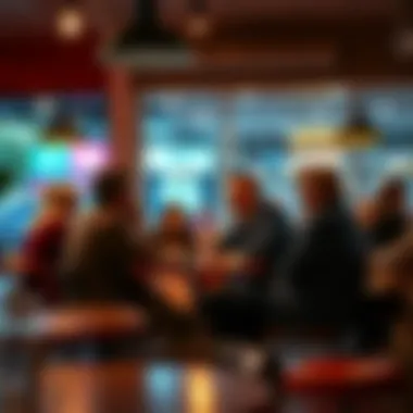 People discussing news at a cafe Group of people engaged in a lively conversation about current events at a coffee shop