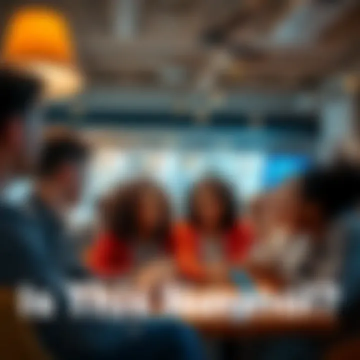 A group of diverse people chatting and sharing thoughts about everyday experiences, with an open atmosphere.