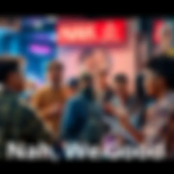 A group of diverse people engaging in a casual discussion about social topics