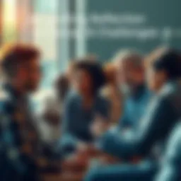 A group of diverse individuals engaged in a conversation about current societal challenges