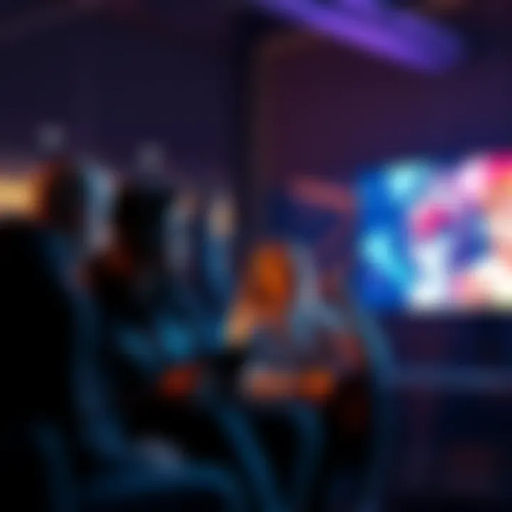 People discussing video games Group of people sharing thoughts on anticipated video games in a casual setting