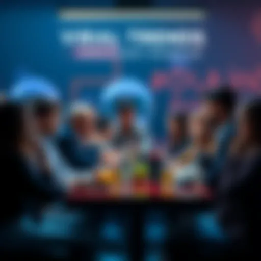 A group of people sharing their opinions on viral trends in builds at a table