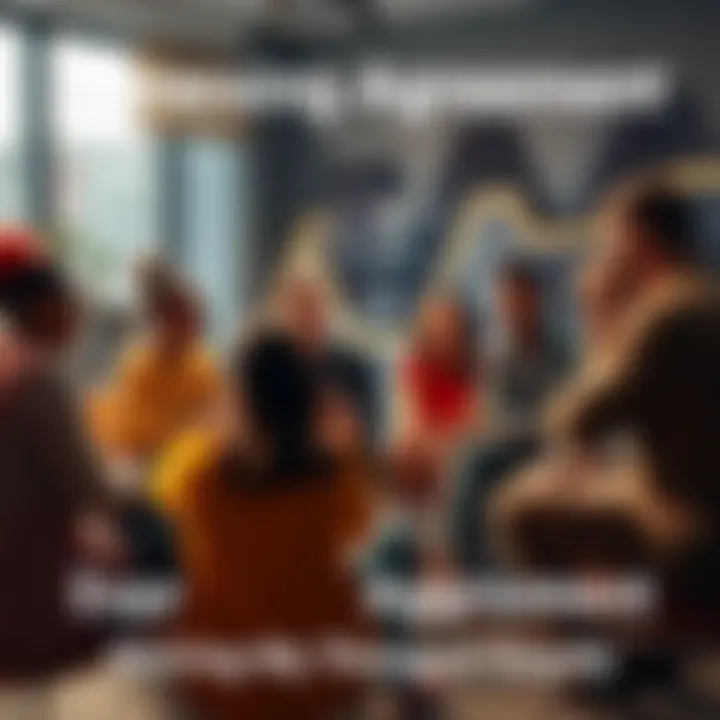 A group of diverse people sitting in a circle, sharing their thoughts and opinions in a lively discussion.