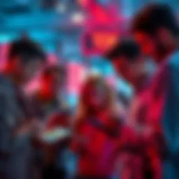 A group of people discussing popular TikTok trends while scrolling through their phones